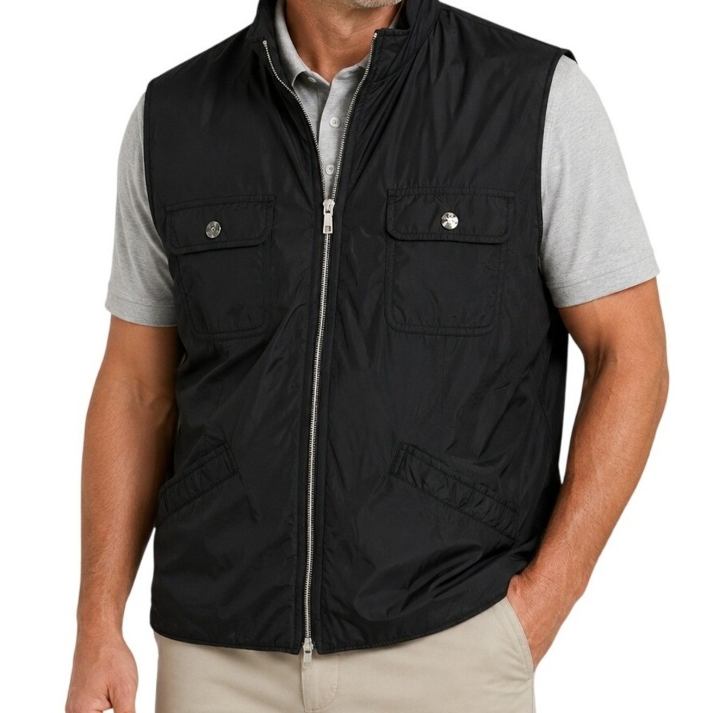Tommy Bahama Black Nylon Full Zip Golf 18 Vest Men's Medium